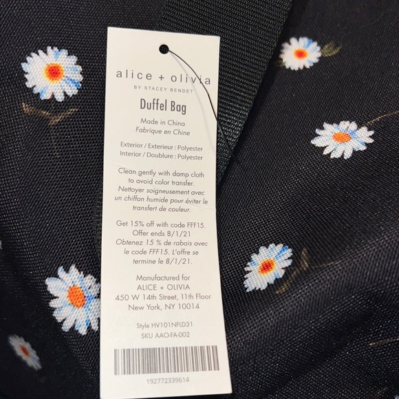 🌟NWT🌟 Alice + Olivia by Stacey Bendet Daisy Floral Duffle Bag Weekender - Picture 8 of 16